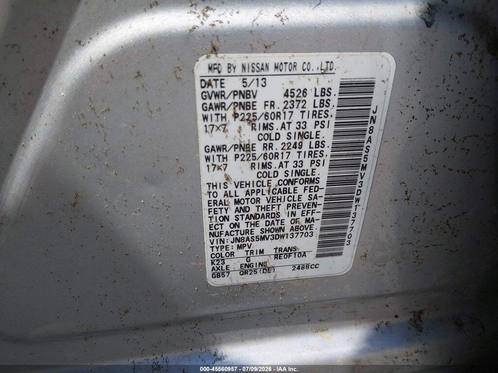 JN8AS5MV3DW137703 2013 NISSAN ROGUE photo no. 9