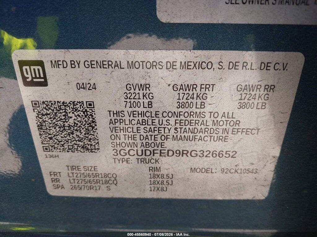 3GCUDFED9RG326652 2024 CHEVROLET SILVERADO 1500 photo no. 9
