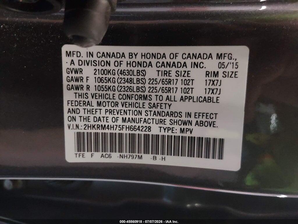 2HKRM4H75FH664228 2015 HONDA CR-V photo no. 9
