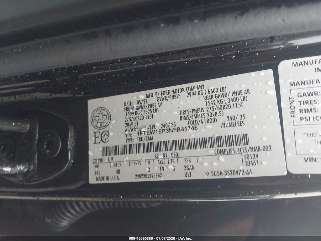 1FTEW1EP3NFB41746 2022 FORD F-150 photo no. 9