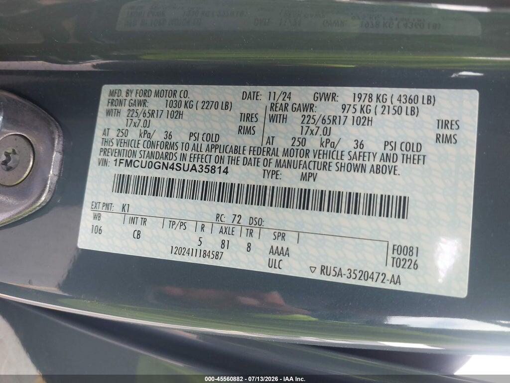 1FMCU0GN4SUA35814 2025 FORD ESCAPE photo no. 9