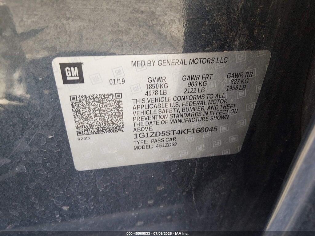 1G1ZD5ST4KF166045 2019 CHEVROLET MALIBU photo no. 9