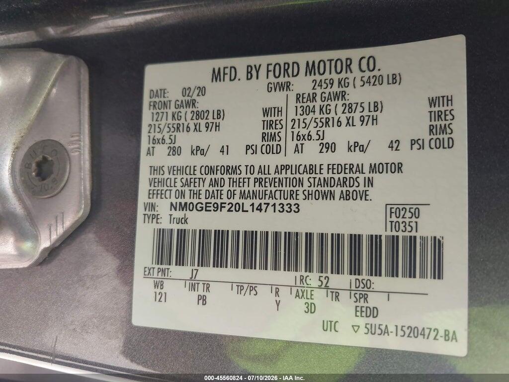 NM0GE9F20L1471333 2020 FORD TRANSIT CONNECT photo no. 9