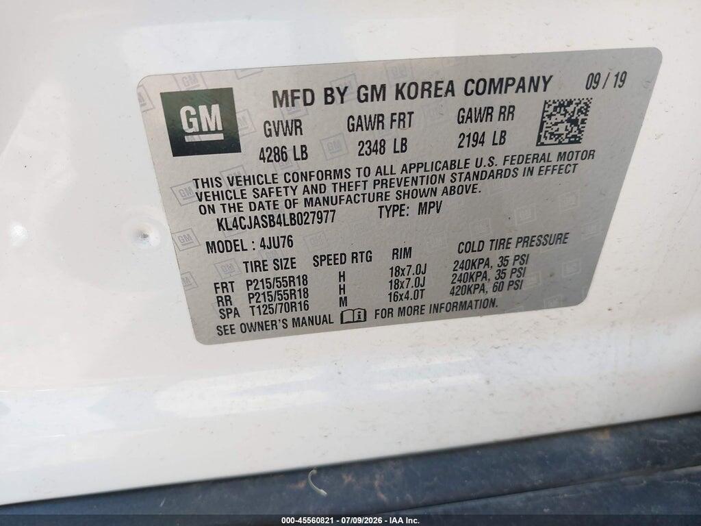 KL4CJASB4LB027977 2020 BUICK ENCORE photo no. 9