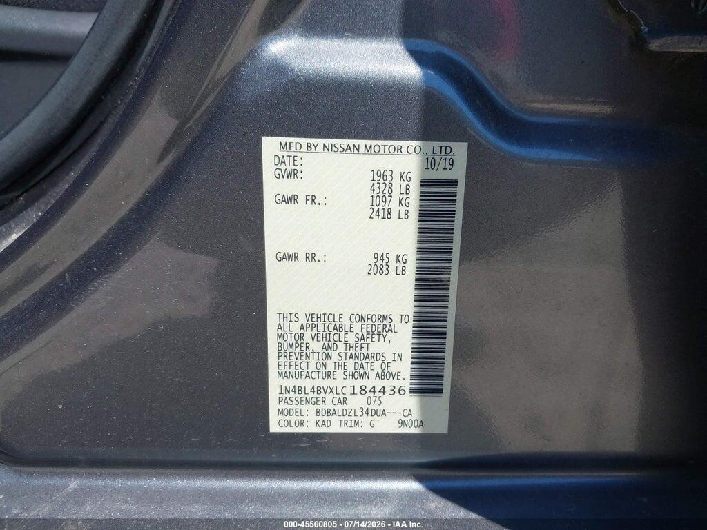 1N4BL4BVXLC184436 2020 NISSAN ALTIMA photo no. 9