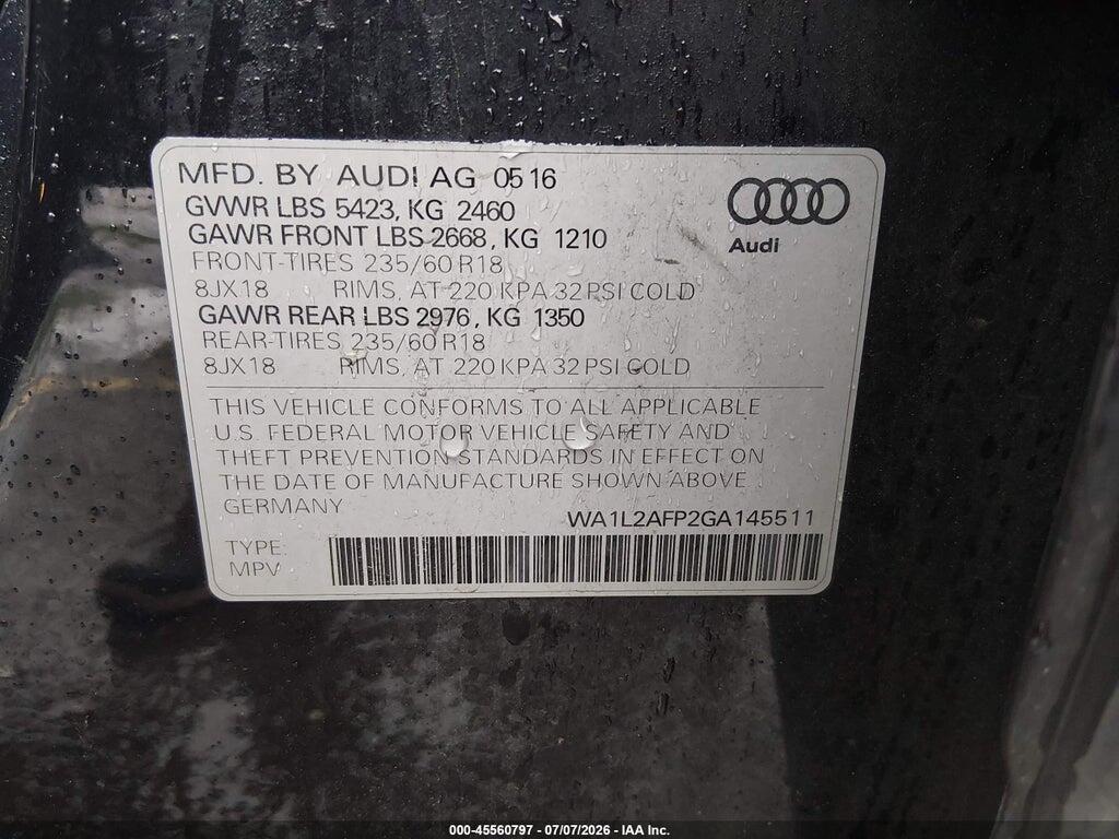 WA1L2AFP2GA145511 2016 AUDI Q5 photo no. 9