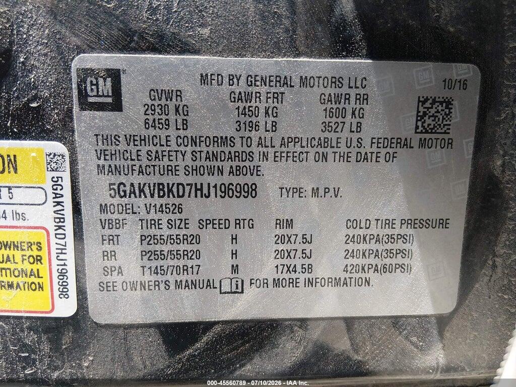 5GAKVBKD7HJ196998 2017 BUICK ENCLAVE photo no. 9
