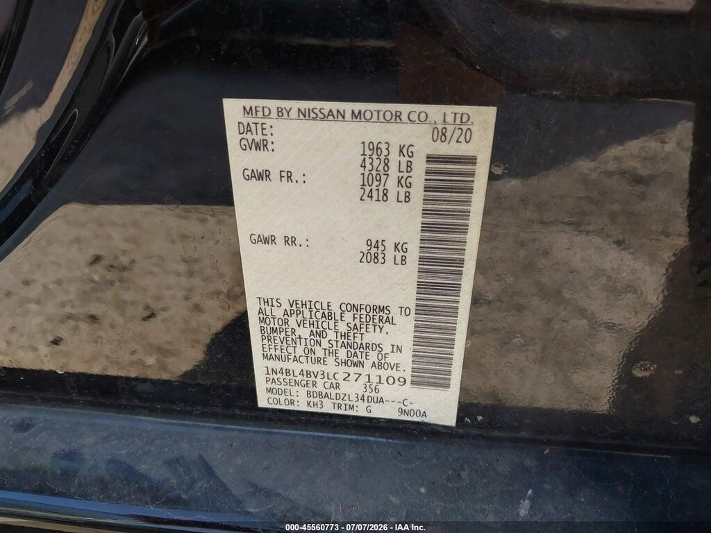 1N4BL4BV3LC271109 2020 NISSAN ALTIMA photo no. 9