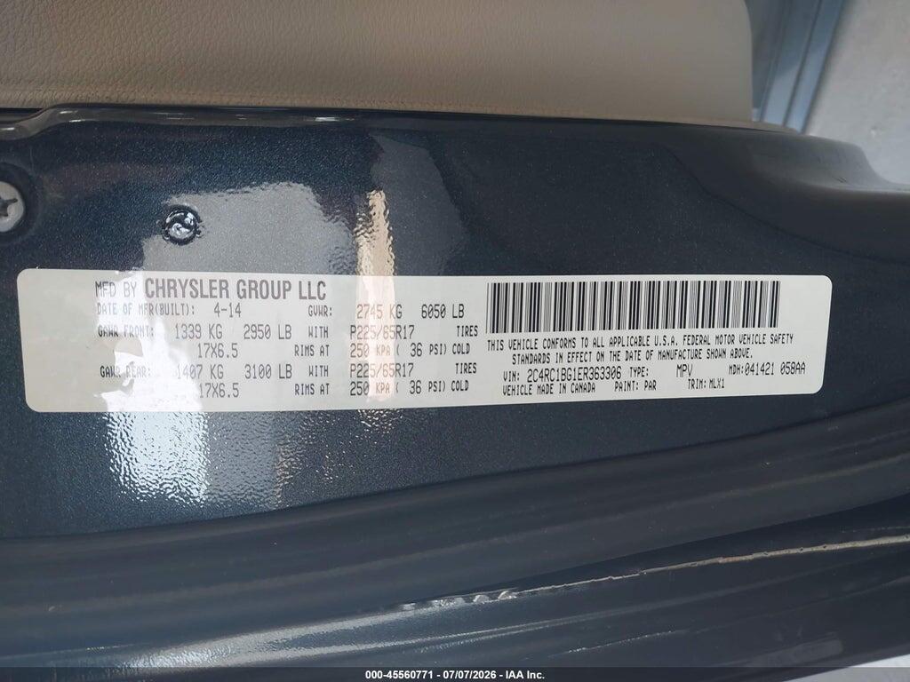 2C4RC1BG1ER363306 2014 CHRYSLER TOWN & COUNTRY photo no. 9