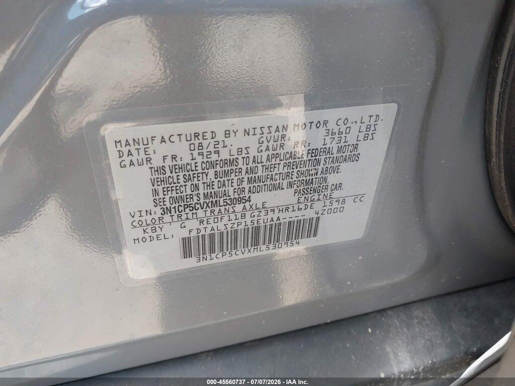 3N1CP5CVXML530954 2021 NISSAN KICKS photo no. 9