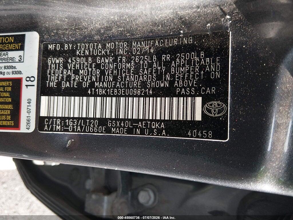 4T1BK1EB3EU098214 2014 TOYOTA AVALON photo no. 9