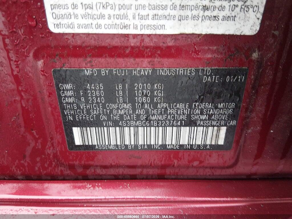 4S3BMBC61B3237641 2011 SUBARU LEGACY photo no. 9
