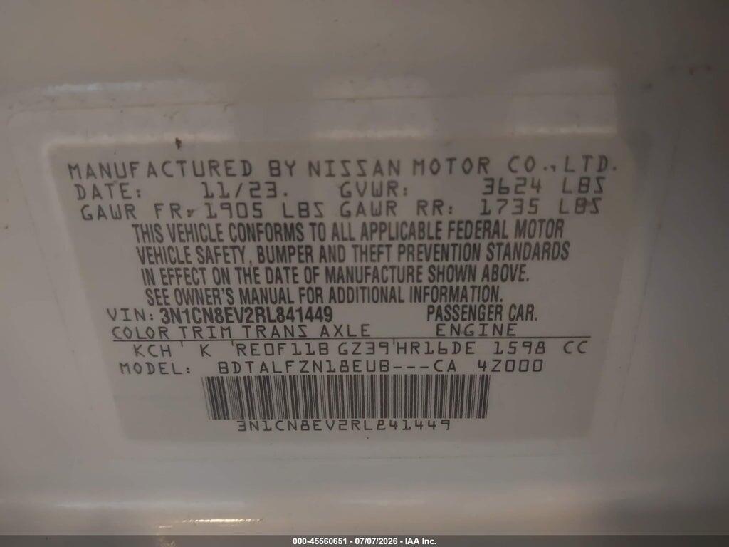 3N1CN8EV2RL841449 2024 NISSAN VERSA photo no. 9