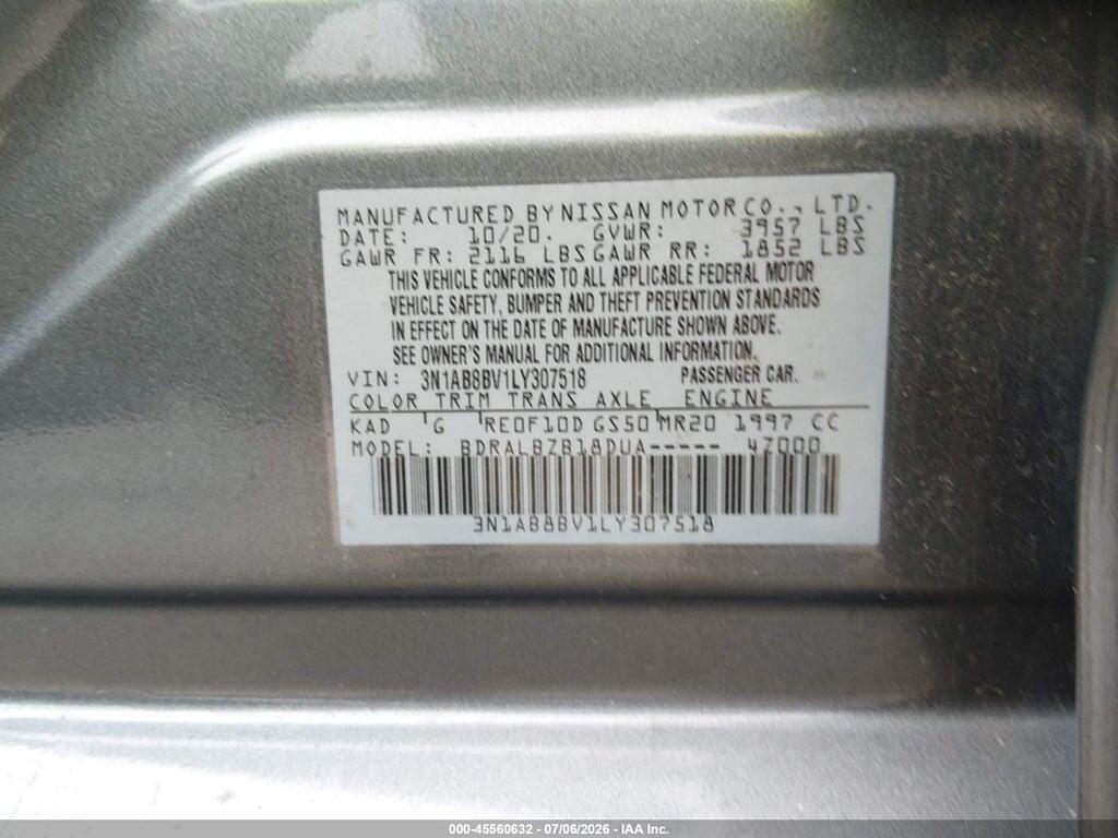 3N1AB8BV1LY307518 2020 NISSAN SENTRA photo no. 9