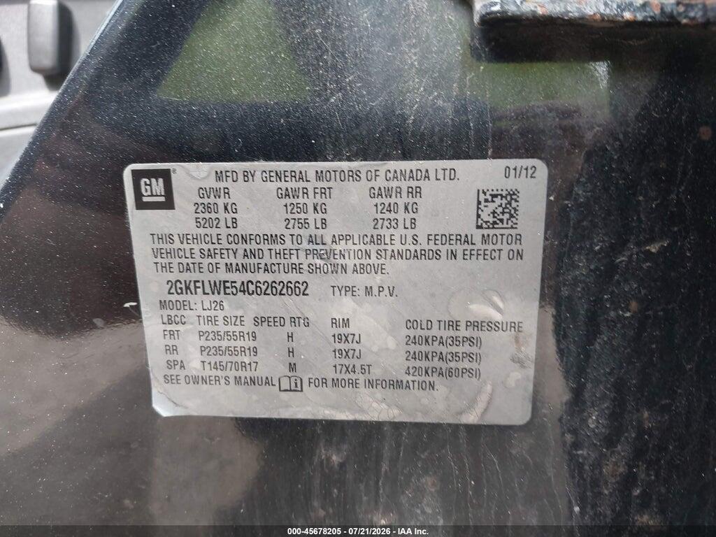 2GKFLWE54C6262662 2012 GMC TERRAIN photo no. 9
