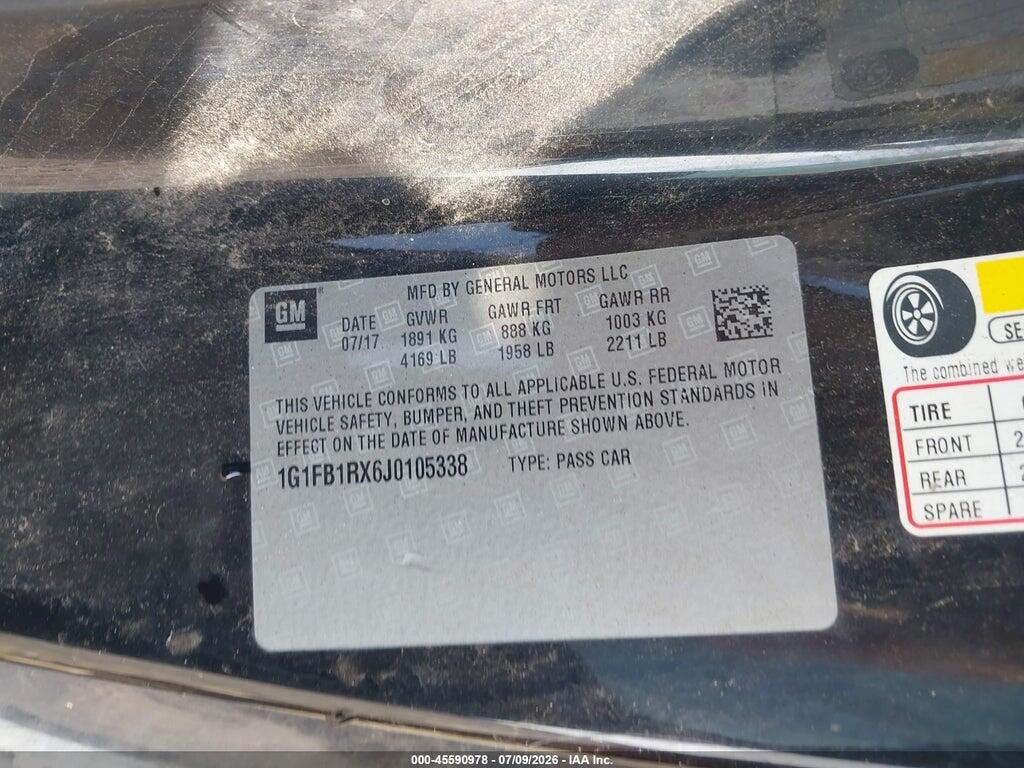 1G1FB1RX6J0105338 2018 CHEVROLET CAMARO photo no. 9
