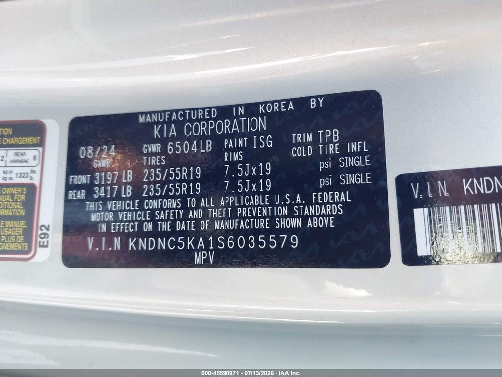 KNDNC5KA1S6035579 2025 KIA CARNIVAL MPV HYBRID photo no. 9