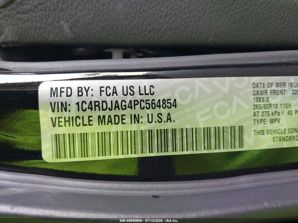 1C4RDJAG4PC564854 2023 DODGE DURANGO photo no. 9