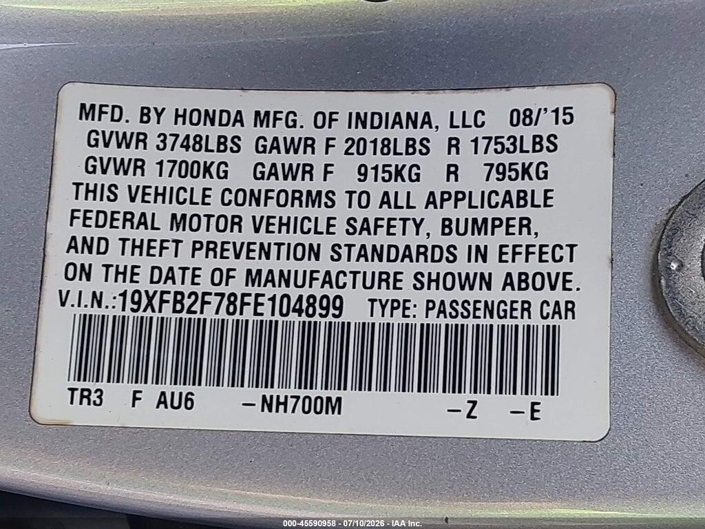 19XFB2F78FE104899 2015 HONDA CIVIC photo no. 9
