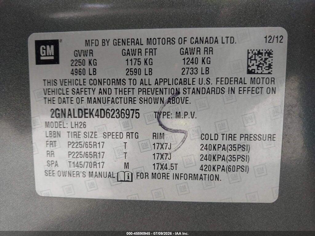 2GNALDEK4D6236975 2013 CHEVROLET EQUINOX photo no. 9