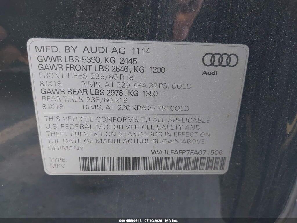 WA1LFAFP7FA071506 2015 AUDI Q5 photo no. 9