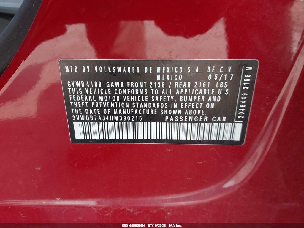 3VWDB7AJ4HM390215 2017 VOLKSWAGEN JETTA photo no. 9
