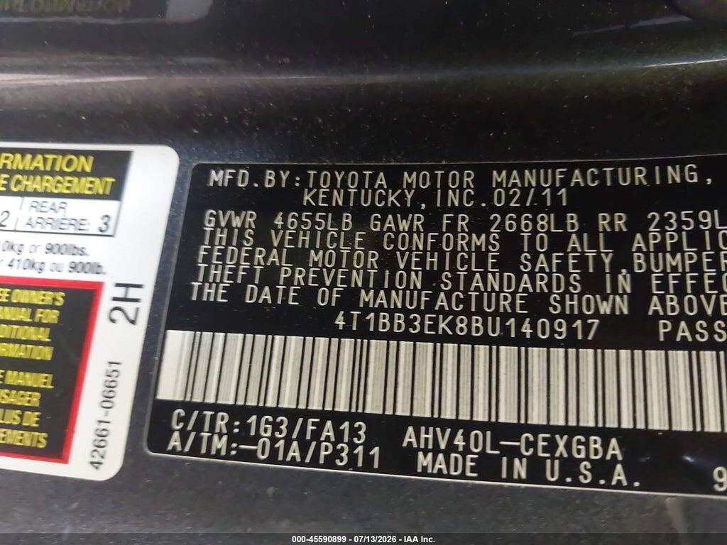 4T1BB3EK8BU140917 2011 TOYOTA CAMRY HYBRID photo no. 9