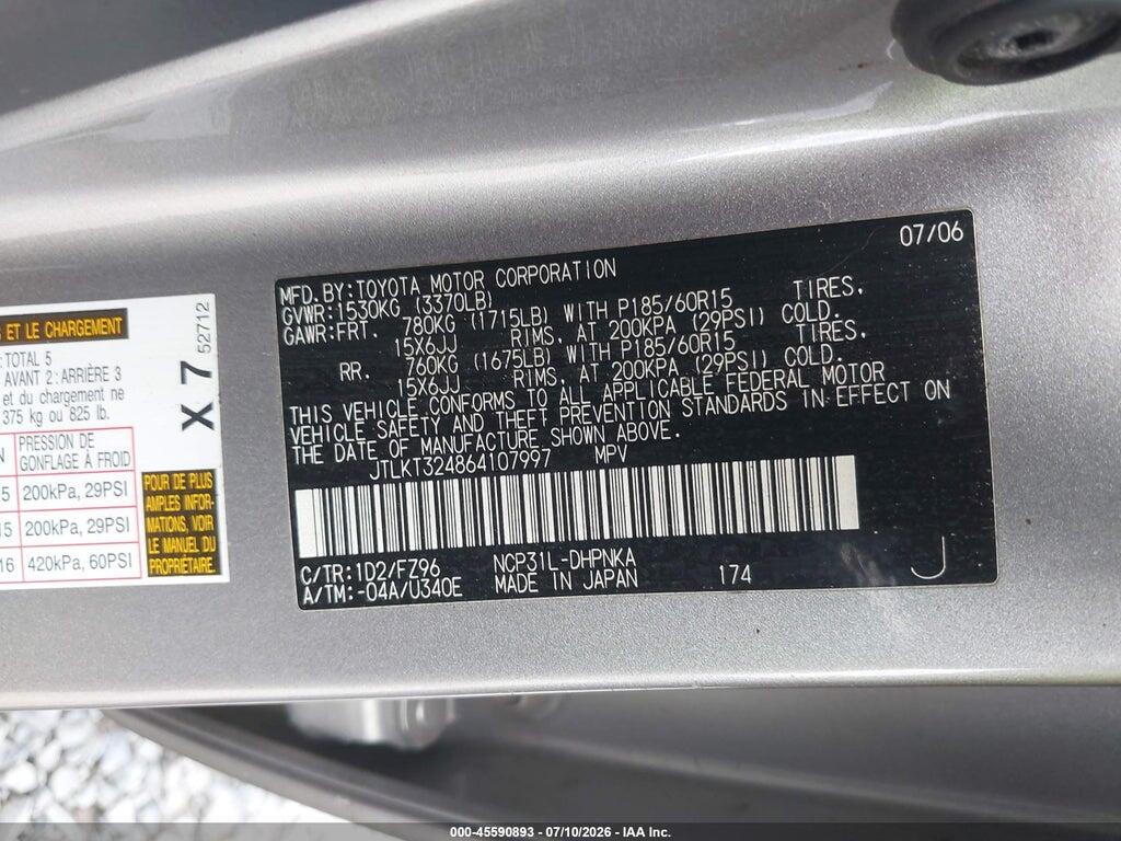 JTLKT324864107997 2006 SCION XB photo no. 9