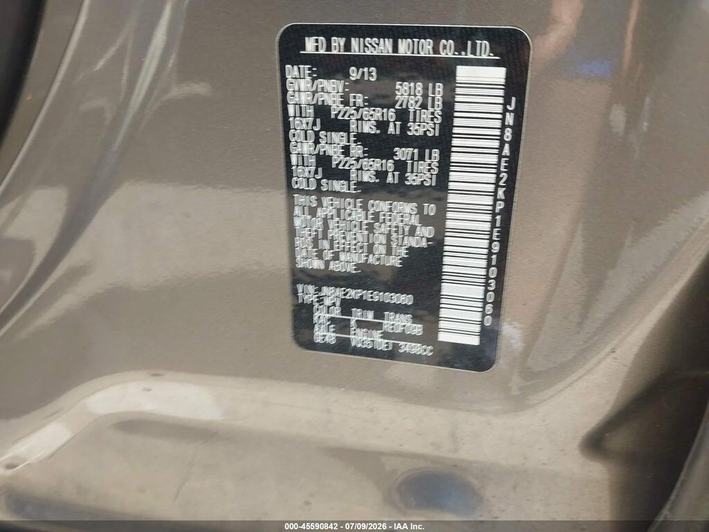 JN8AE2KP1E9103060 2014 NISSAN QUEST photo no. 9