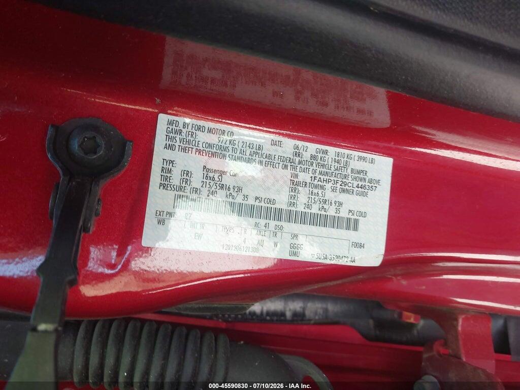 1FAHP3F29CL446357 2012 FORD FOCUS photo no. 9