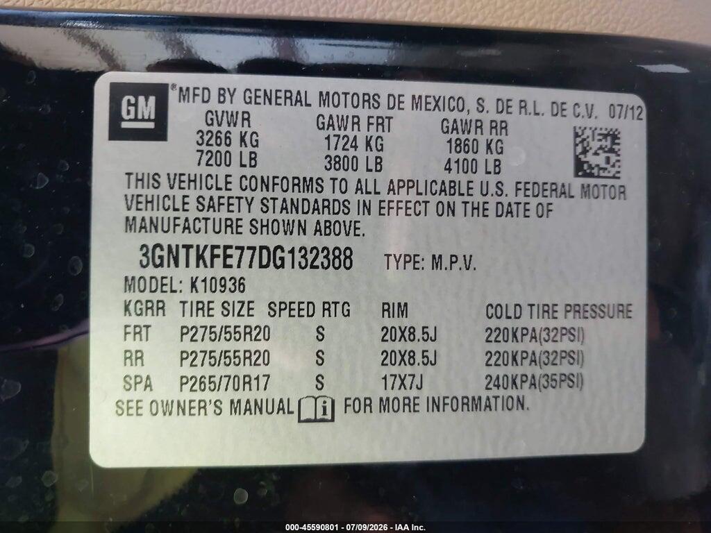 3GNTKFE77DG132388 2013 CHEVROLET AVALANCHE photo no. 9