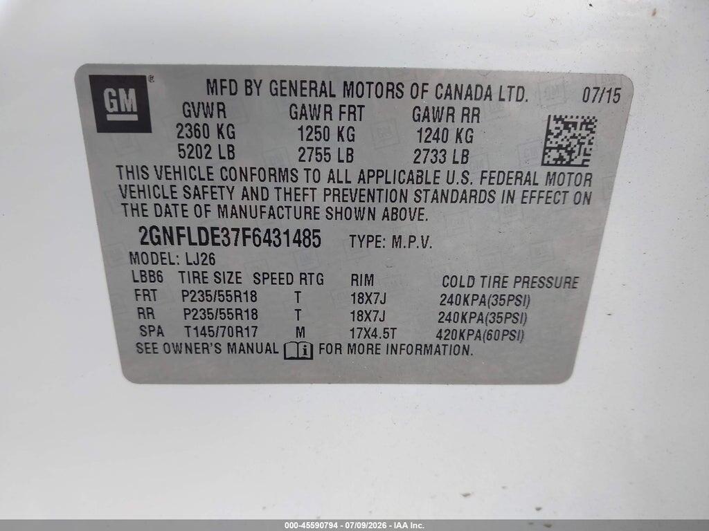2GNFLDE37F6431485 2015 CHEVROLET EQUINOX photo no. 9