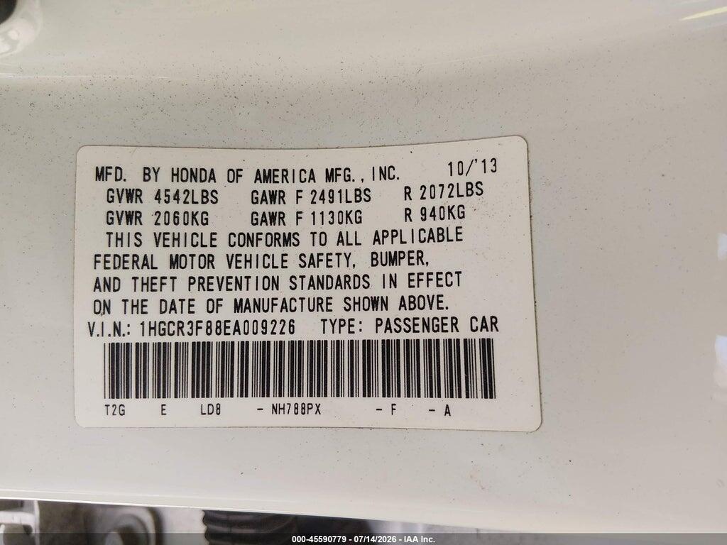 1HGCR3F88EA009226 2014 HONDA ACCORD photo no. 9