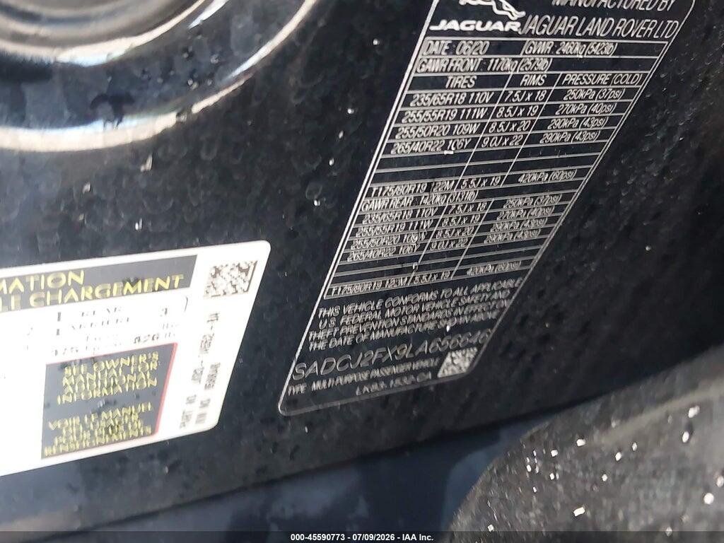 SADCJ2FX9LA656646 2020 JAGUAR F-PACE photo no. 9