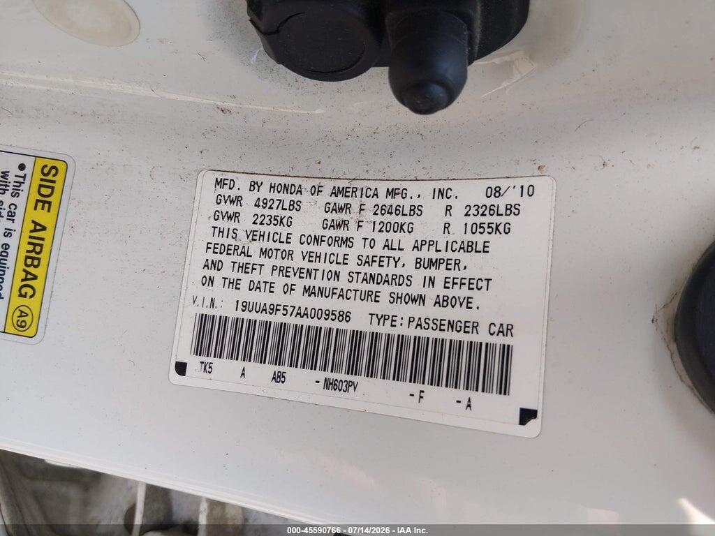 19UUA9F57AA009586 2010 ACURA TL photo no. 9