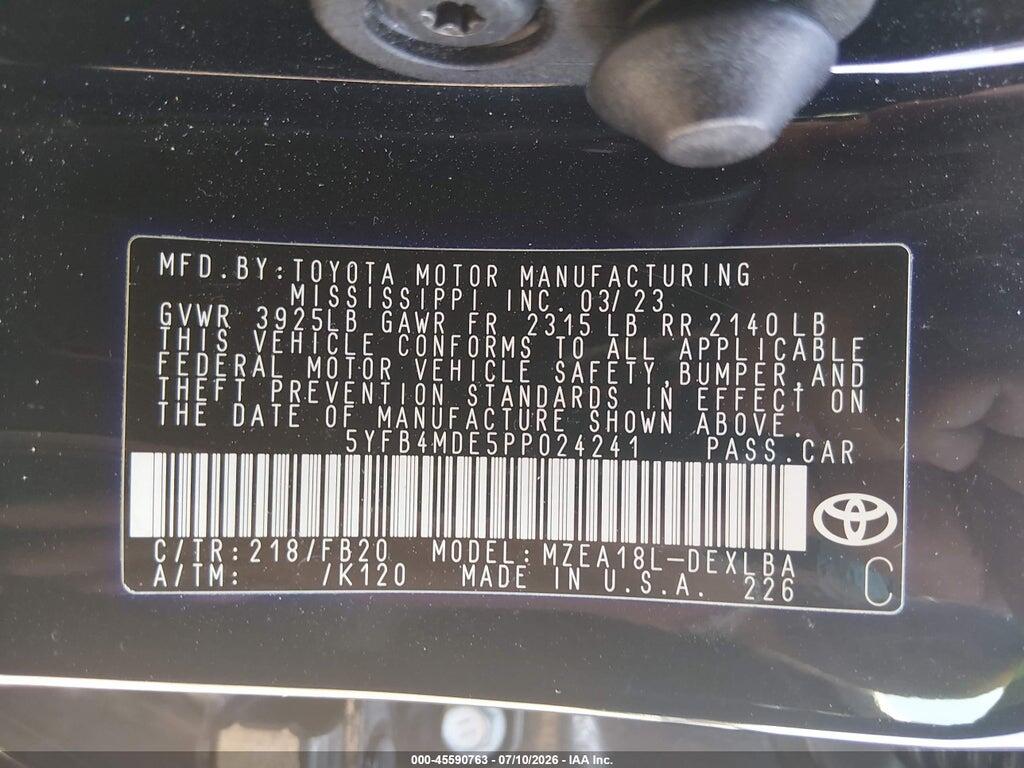 5YFB4MDE5PP024241 2023 TOYOTA COROLLA photo no. 9