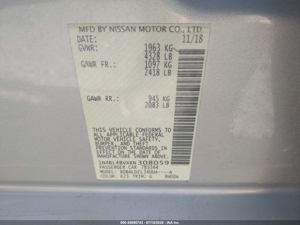 1N4BL4BVXKN308059 2019 NISSAN ALTIMA photo no. 9