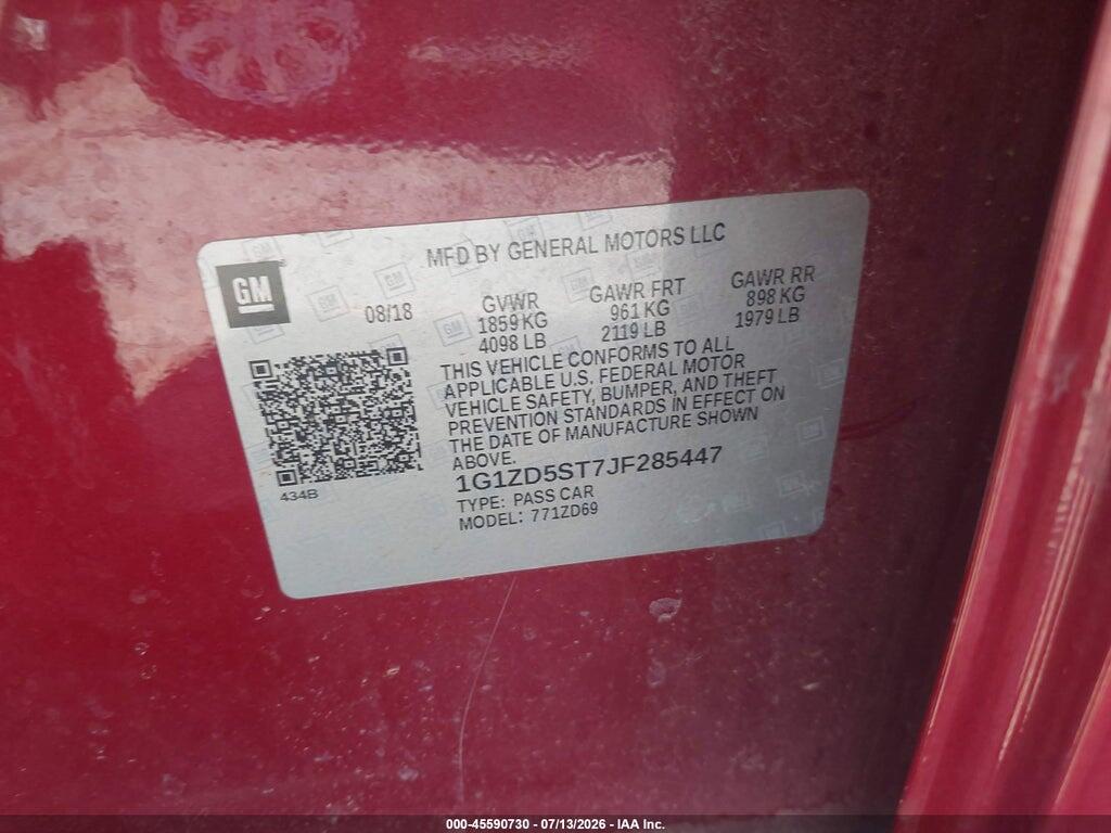 1G1ZD5ST7JF285447 2018 CHEVROLET MALIBU photo no. 9