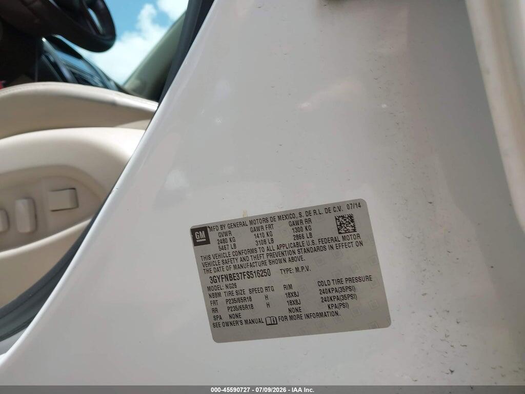 3GYFNBE37FS516250 2015 CADILLAC SRX photo no. 9