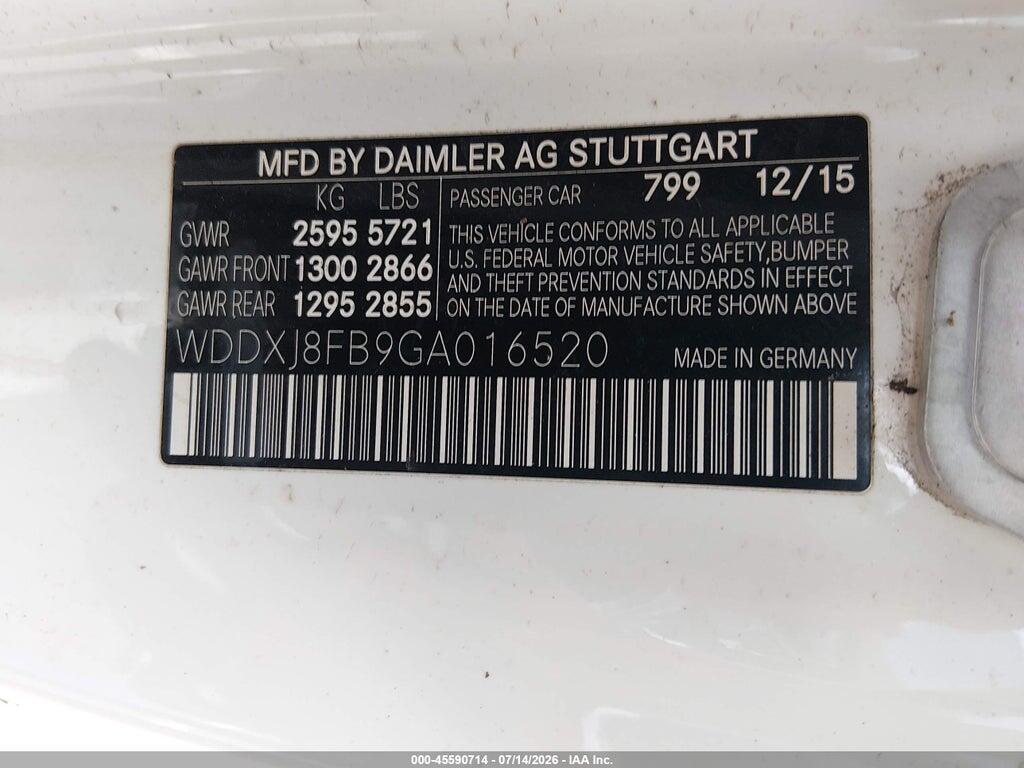 WDDXJ8FB9GA016520 2016 MERCEDES-BENZ S 550 photo no. 9