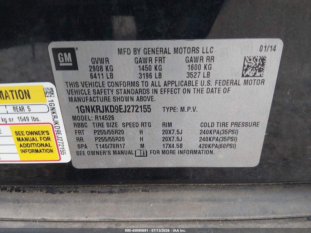 1GNKRJKD9EJ272155 2014 CHEVROLET TRAVERSE photo no. 9