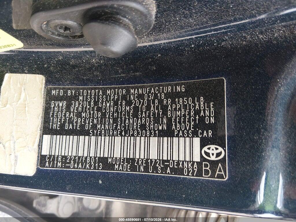 5YFBURHE4JP830831 2018 TOYOTA COROLLA photo no. 9