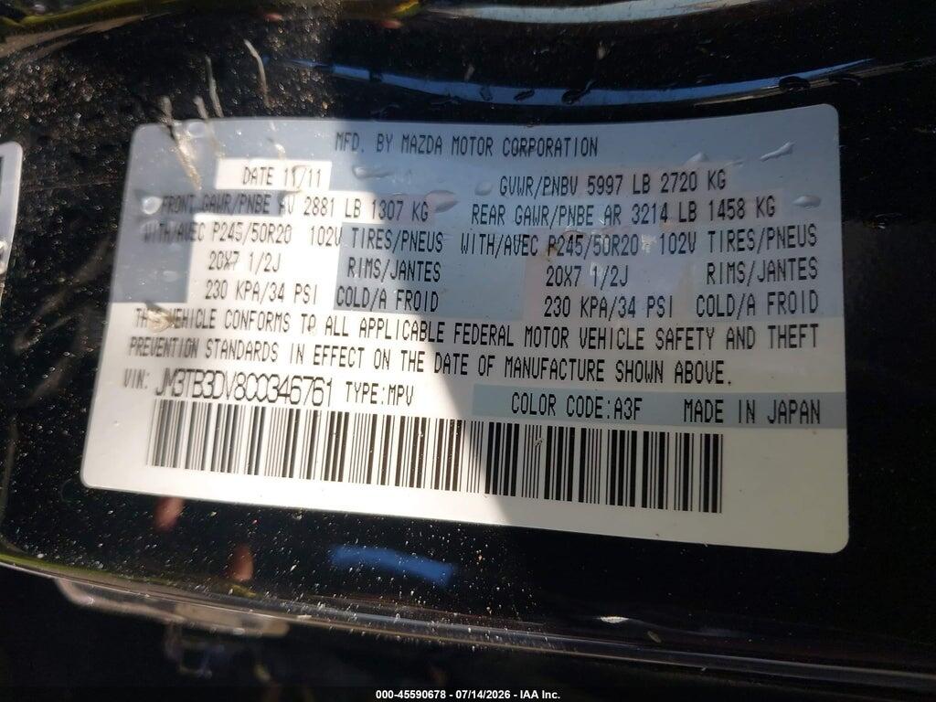 JM3TB3DV8C0346761 2012 MAZDA CX-9 photo no. 9