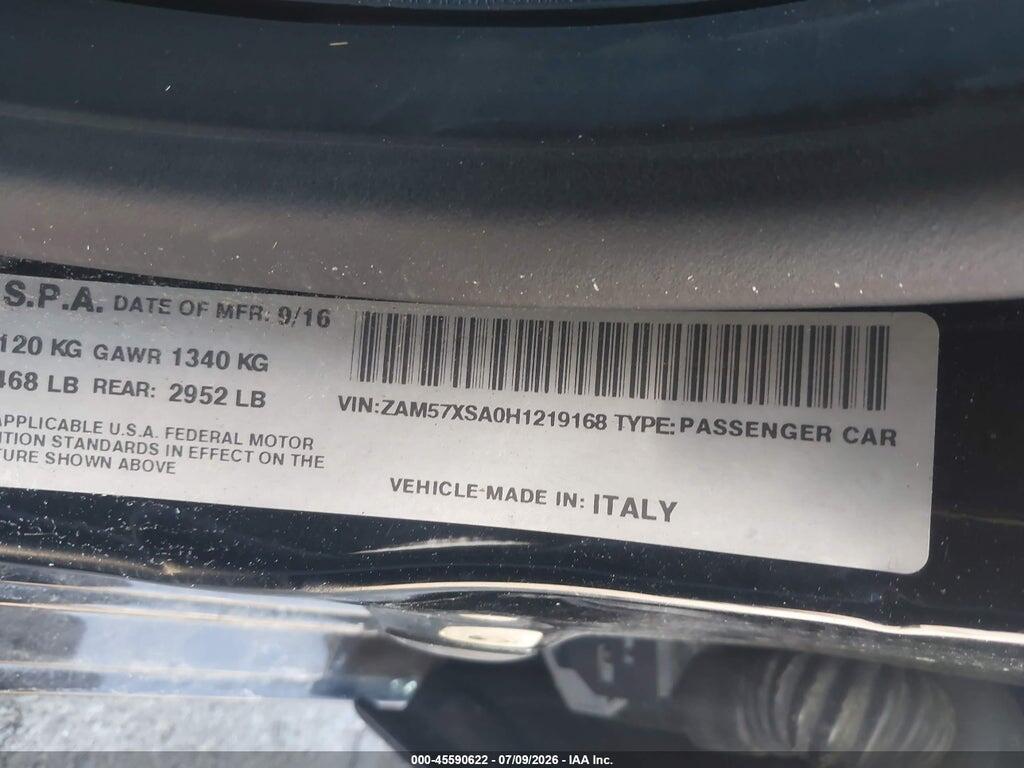 ZAM57XSA0H1219168 2017 MASERATI GHIBLI photo no. 9