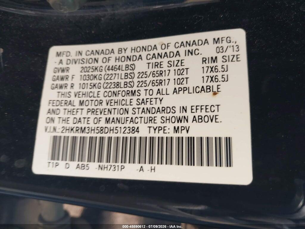 2HKRM3H58DH512384 2013 HONDA CR-V photo no. 9
