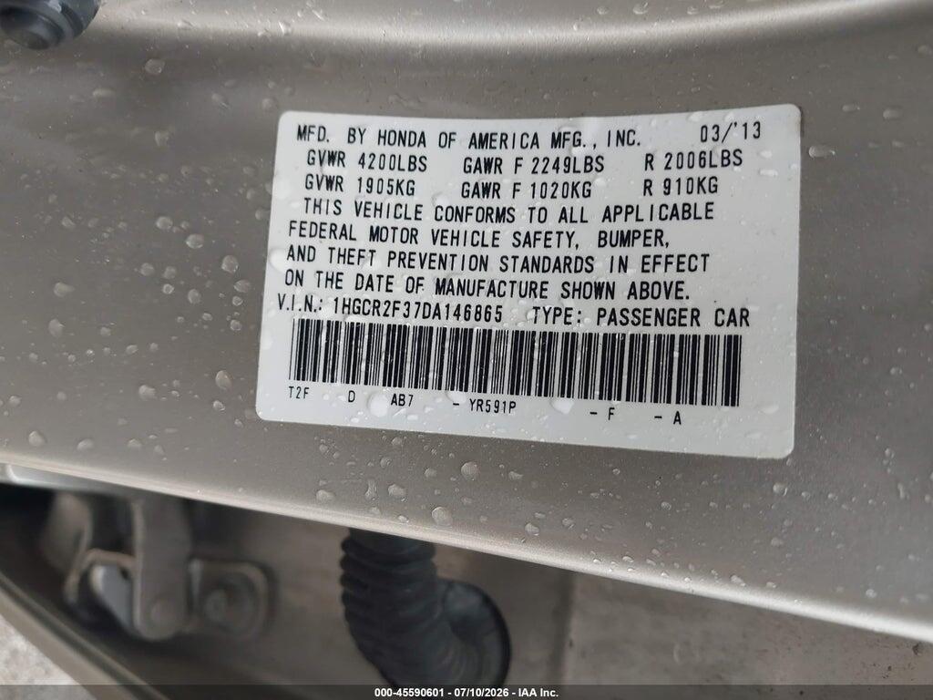 1HGCR2F37DA146865 2013 HONDA ACCORD photo no. 9