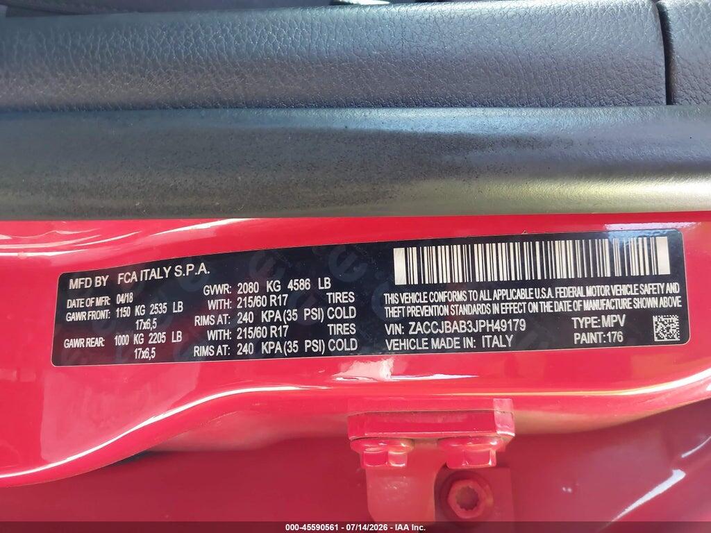 ZACCJBAB3JPH49179 2018 JEEP RENEGADE photo no. 9
