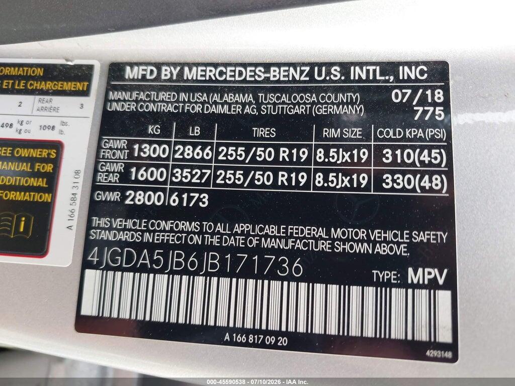 4JGDA5JB6JB171736 2018 MERCEDES-BENZ GLE 350 photo no. 9