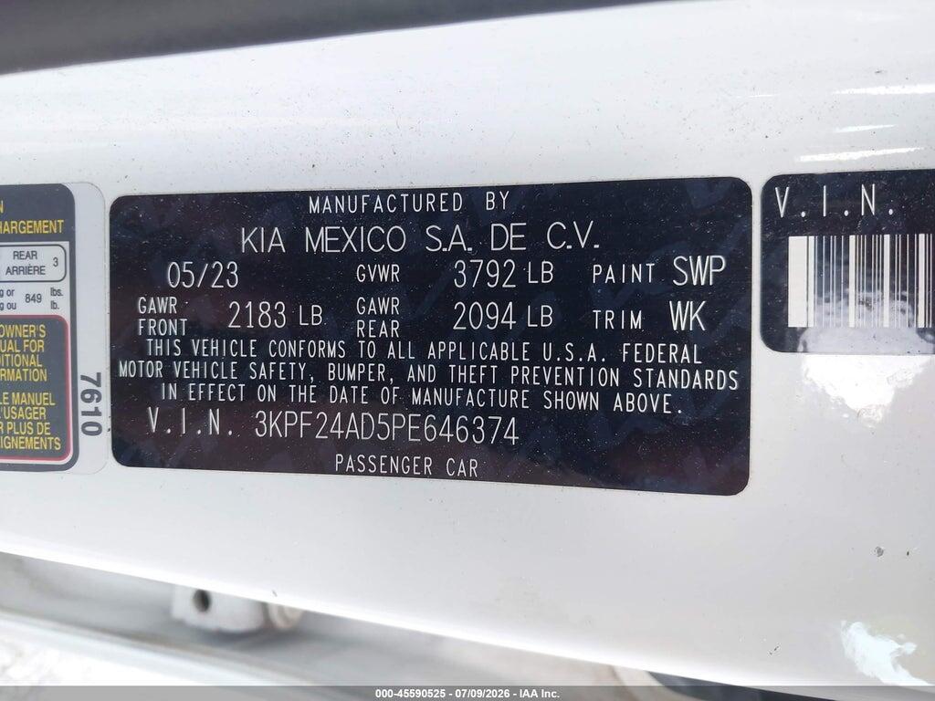 3KPF24AD5PE646374 2023 KIA FORTE photo no. 9