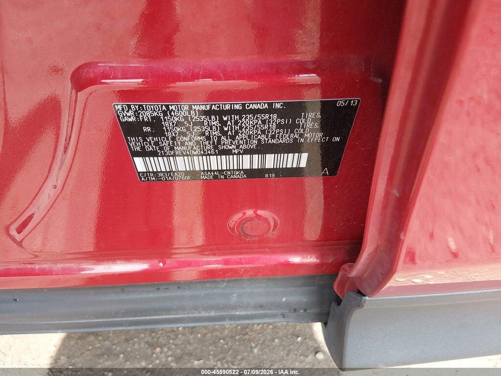 2T3DFREV4DW043461 2013 TOYOTA RAV4 photo no. 9
